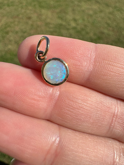 Lightning Ridge Crystal Opal Faceted Charm 14k