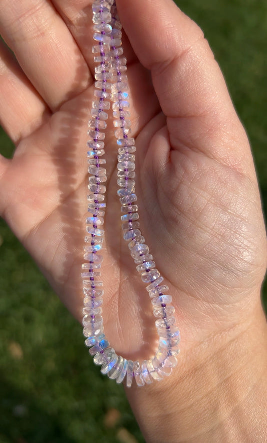 rainbow moonstone candy necklace 14k beads
