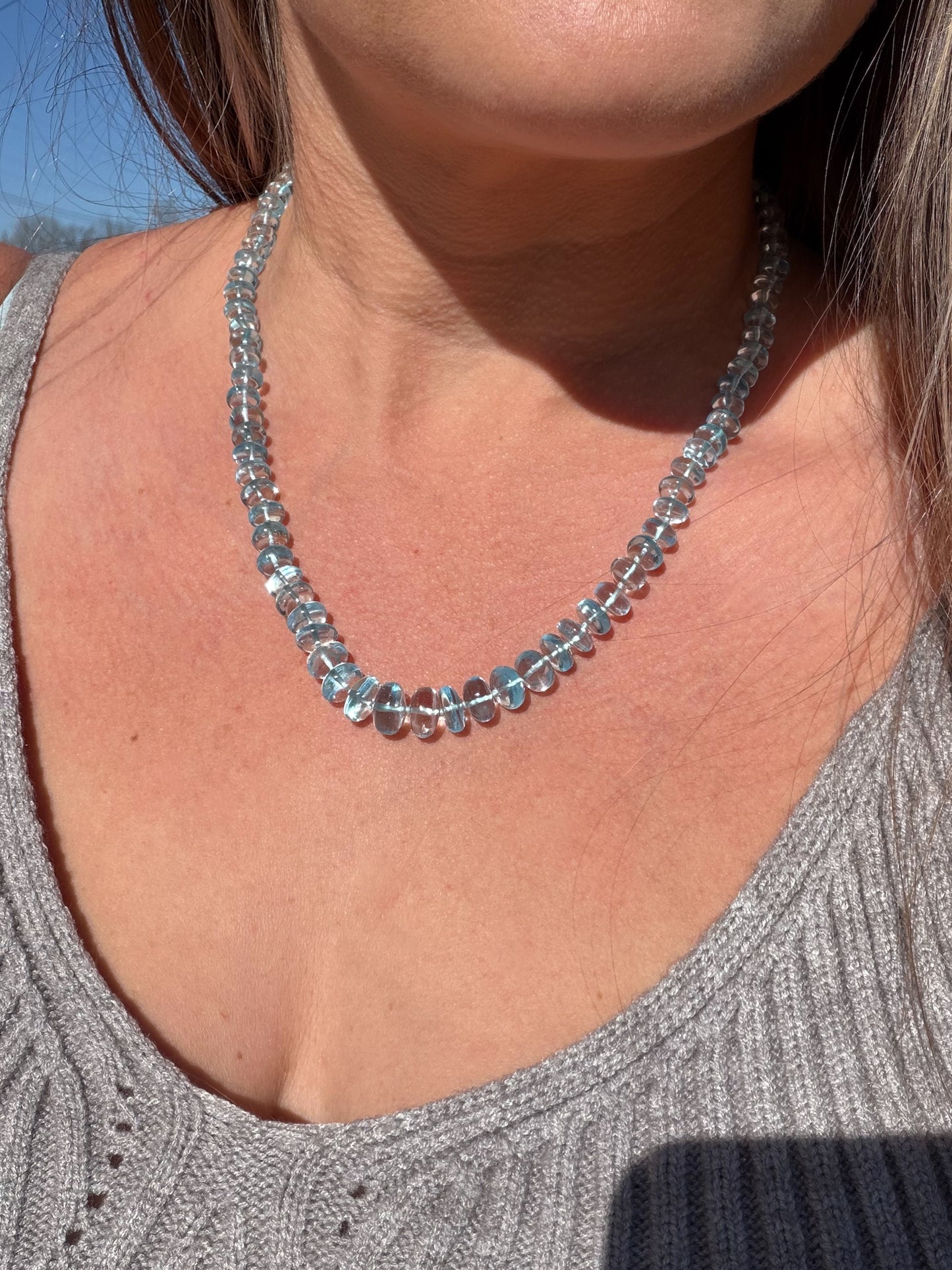 Sky Blue Blue Topaz Knotted Strand, 14k Gold