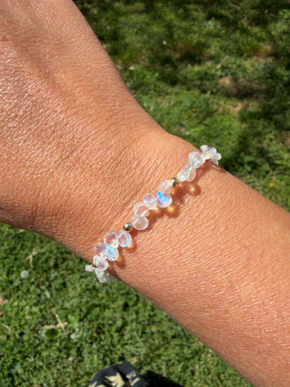 Moonstone Petal Beaded Bracelet 14k