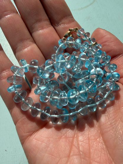 Sky Blue Blue Topaz Knotted Strand, 14k Gold