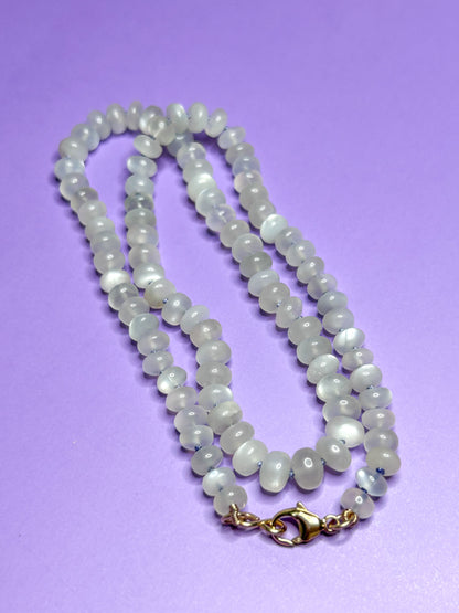 White Moonstone Beaded Candy Necklace