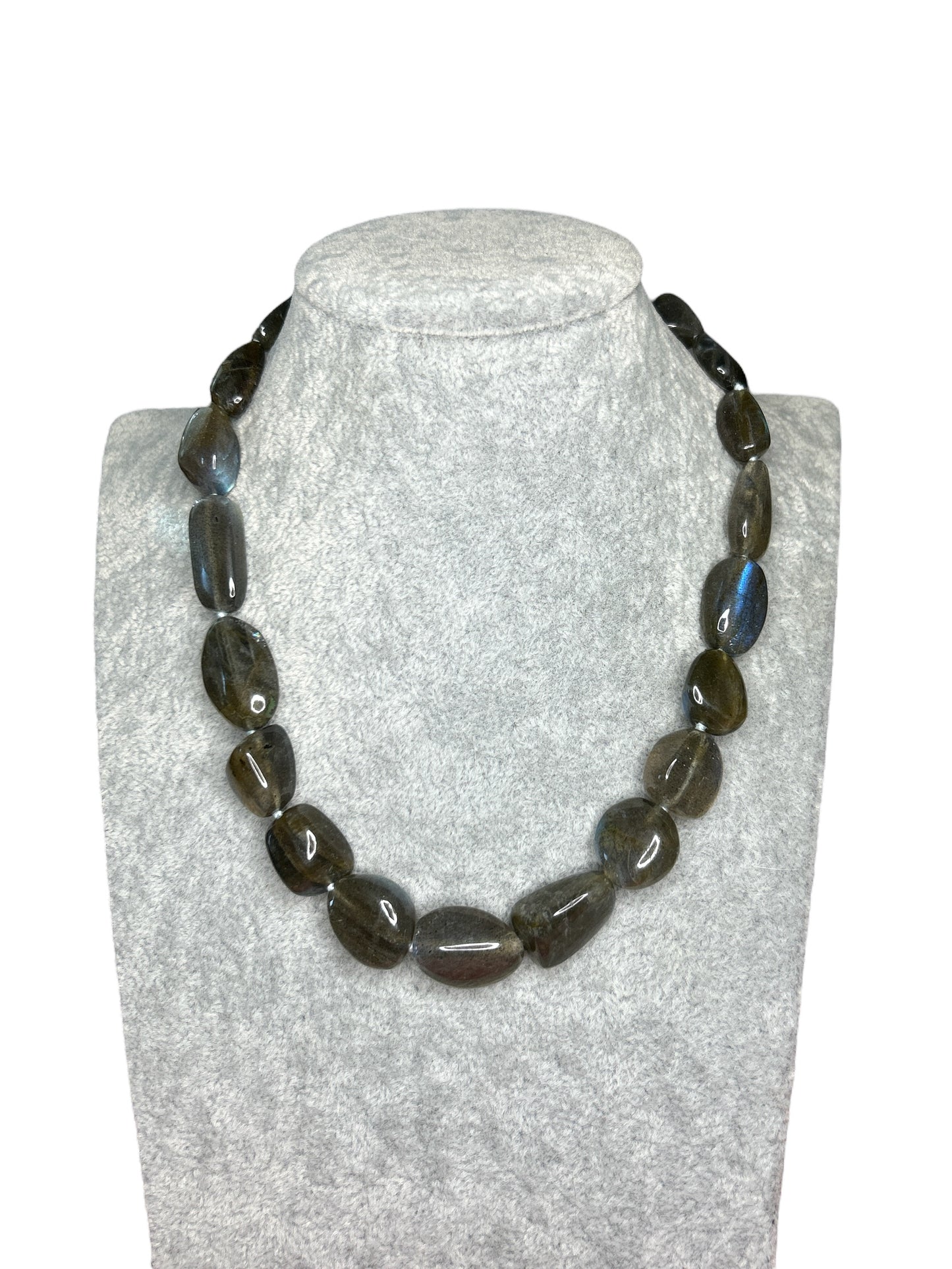 chunky labradorite bead necklace 14k knotted candy beads