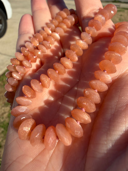 Faceted Peach Moonstone Knotted Gemstone Necklace
