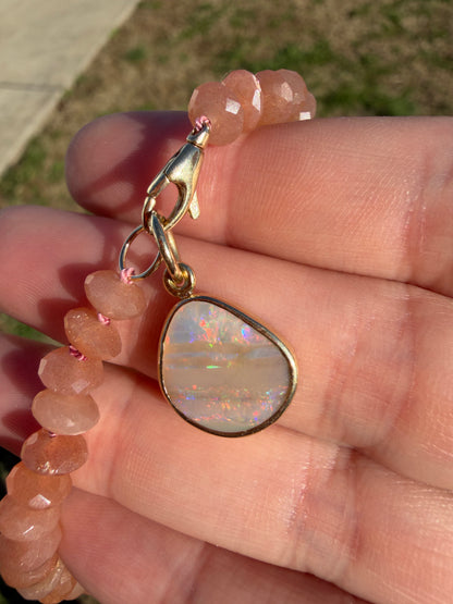 Faceted Peach Moonstone Knotted Gemstone Necklace