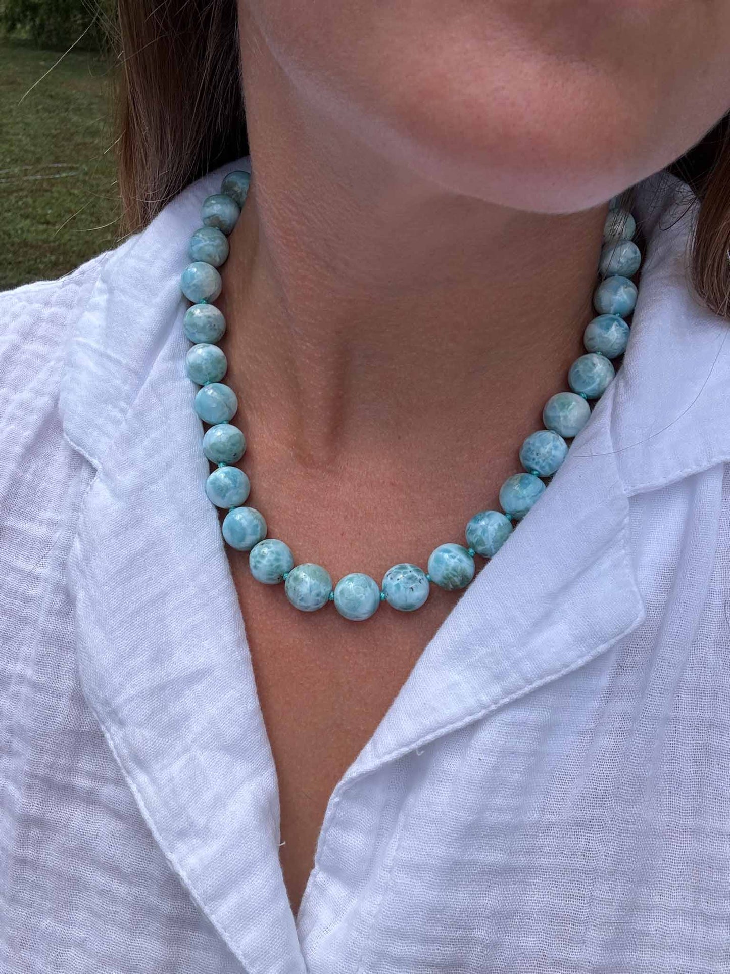 Custom - Larimar Knotted Gemstone Necklace