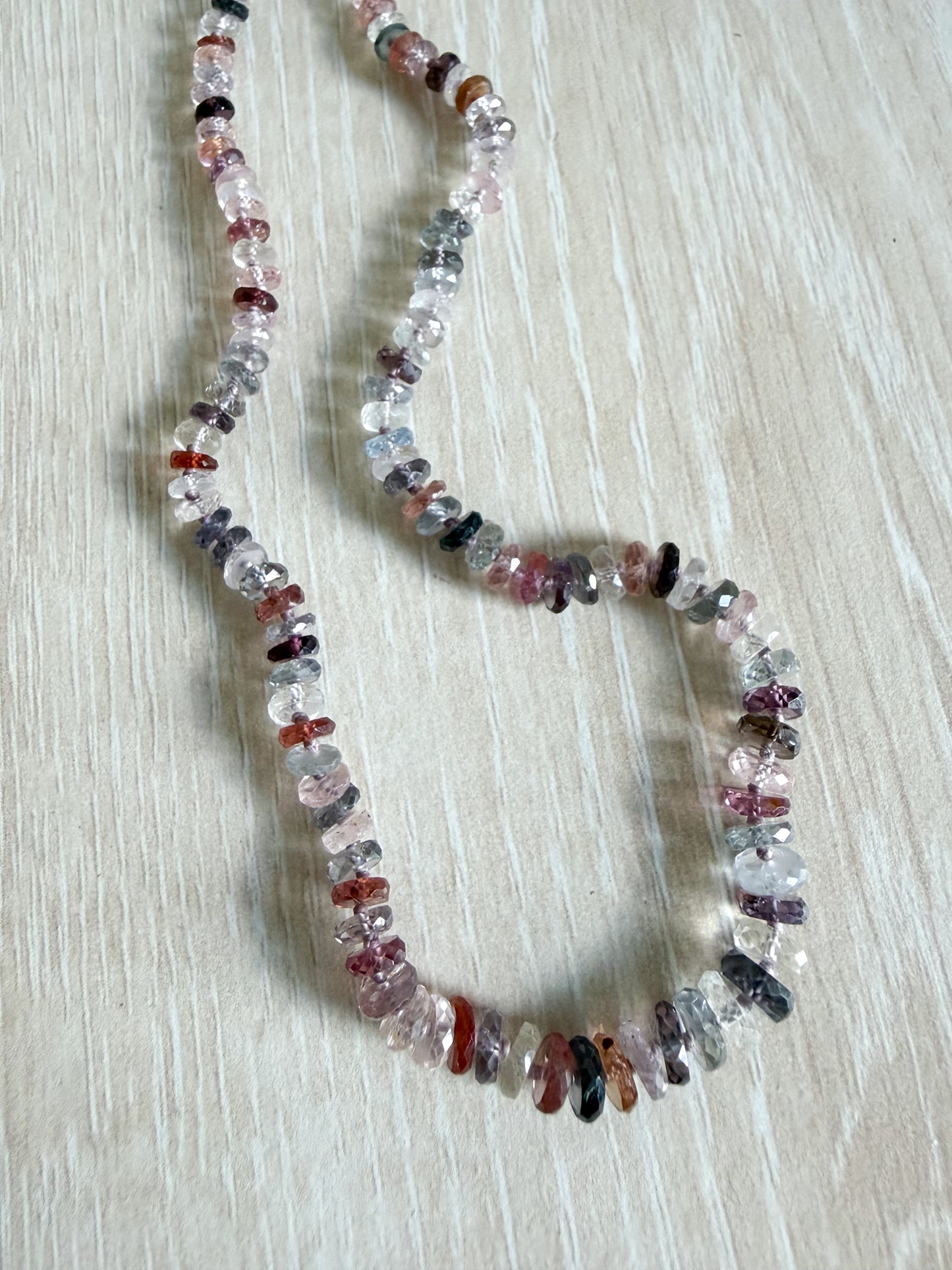 Faceted Spinel Knotted Gemstone Candy Necklace 14k Gold