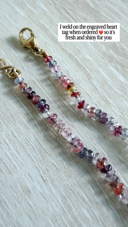 Faceted Spinel Knotted Gemstone Candy Necklace 14k Gold