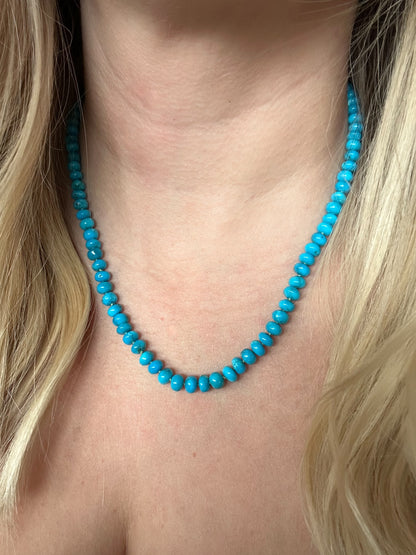 Arizona Kingman Turquoise Knotted Necklace Authentic Turquoise Beads December Birthstone