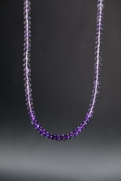 Long Ombré Amethyst Knotted Bead Strand 14K Necklace - Made to Order