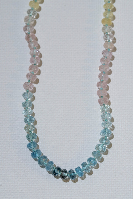 Aquamarine and Morganite Knotted Candy Necklace