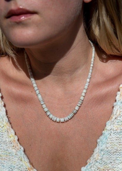 Asymmetrical Australian Opal Bead Necklace with Diamond and 14k Gold Accents