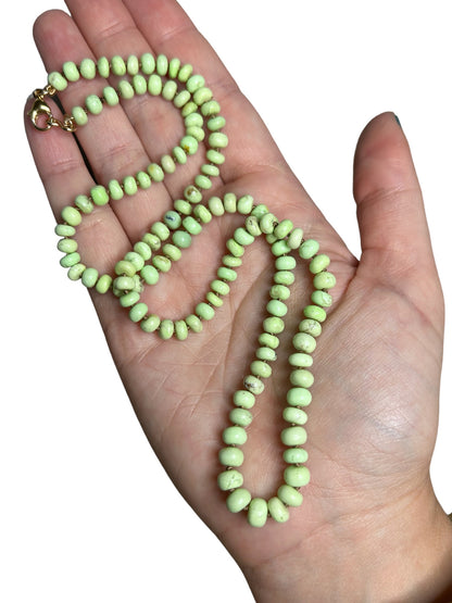 australian lemon chrysoprase knotted beads beaded candy necklace long yellow