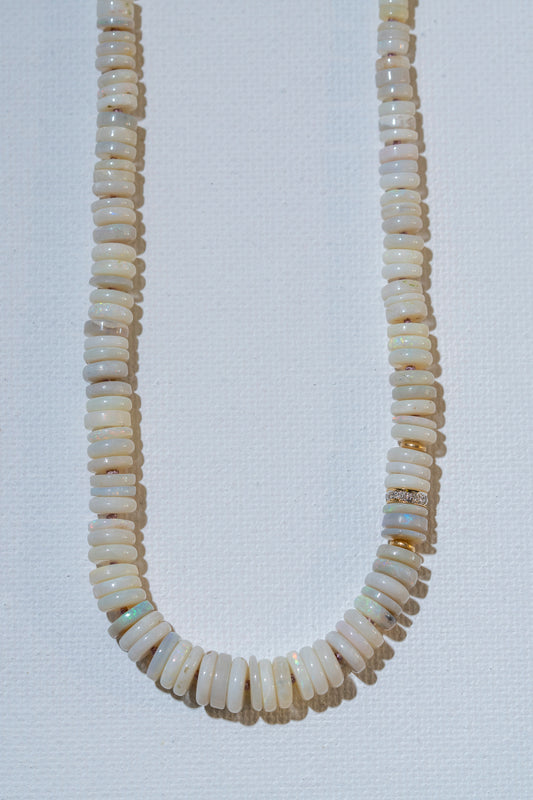 australian opal diamond bead necklace