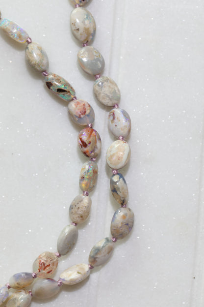 Beautiful Australian Natural Opal Nugget Necklace – Silk Knotted with 14k Gold
