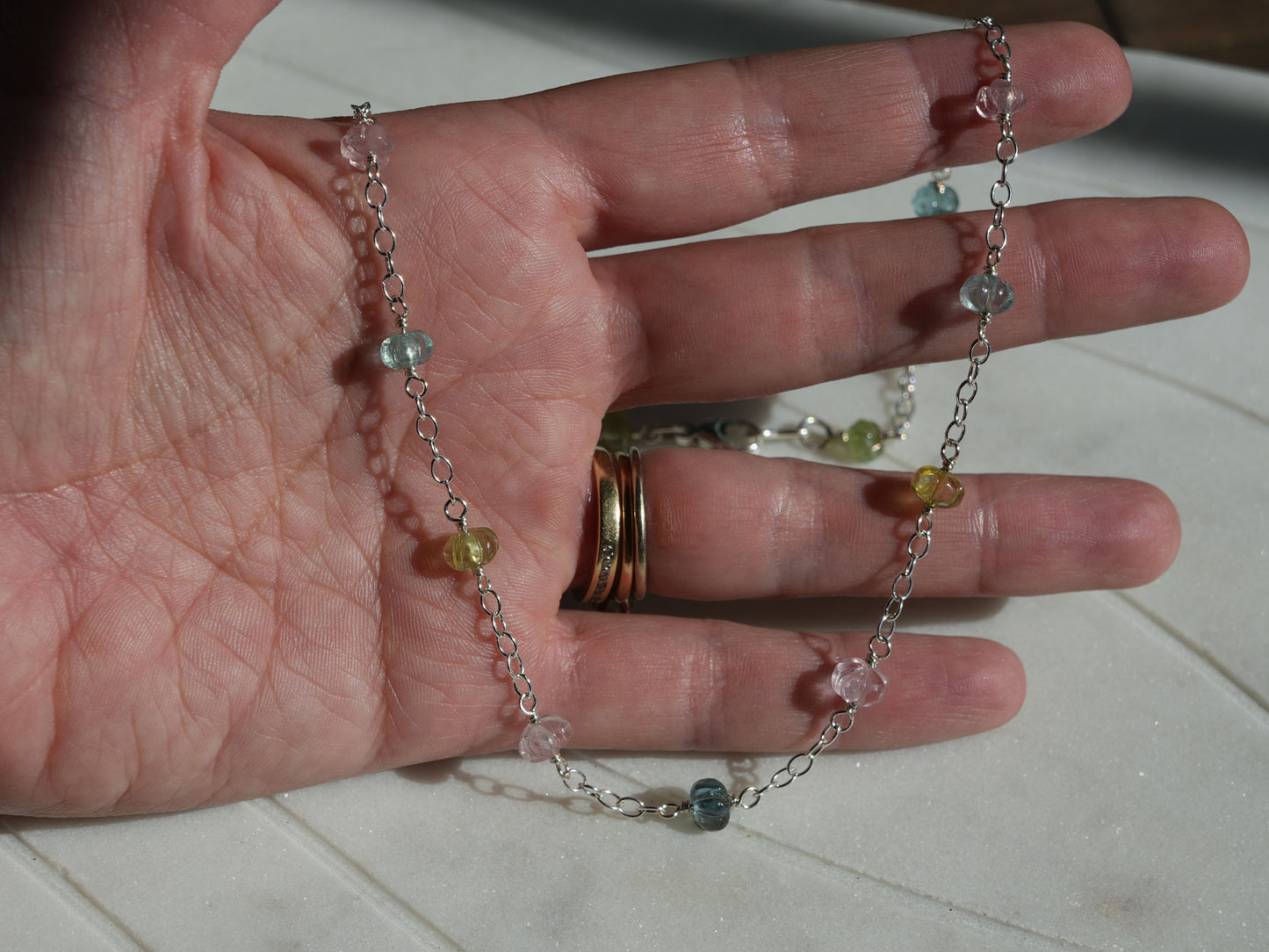 Beryl Bouquet - Aquamarine Chain Necklace