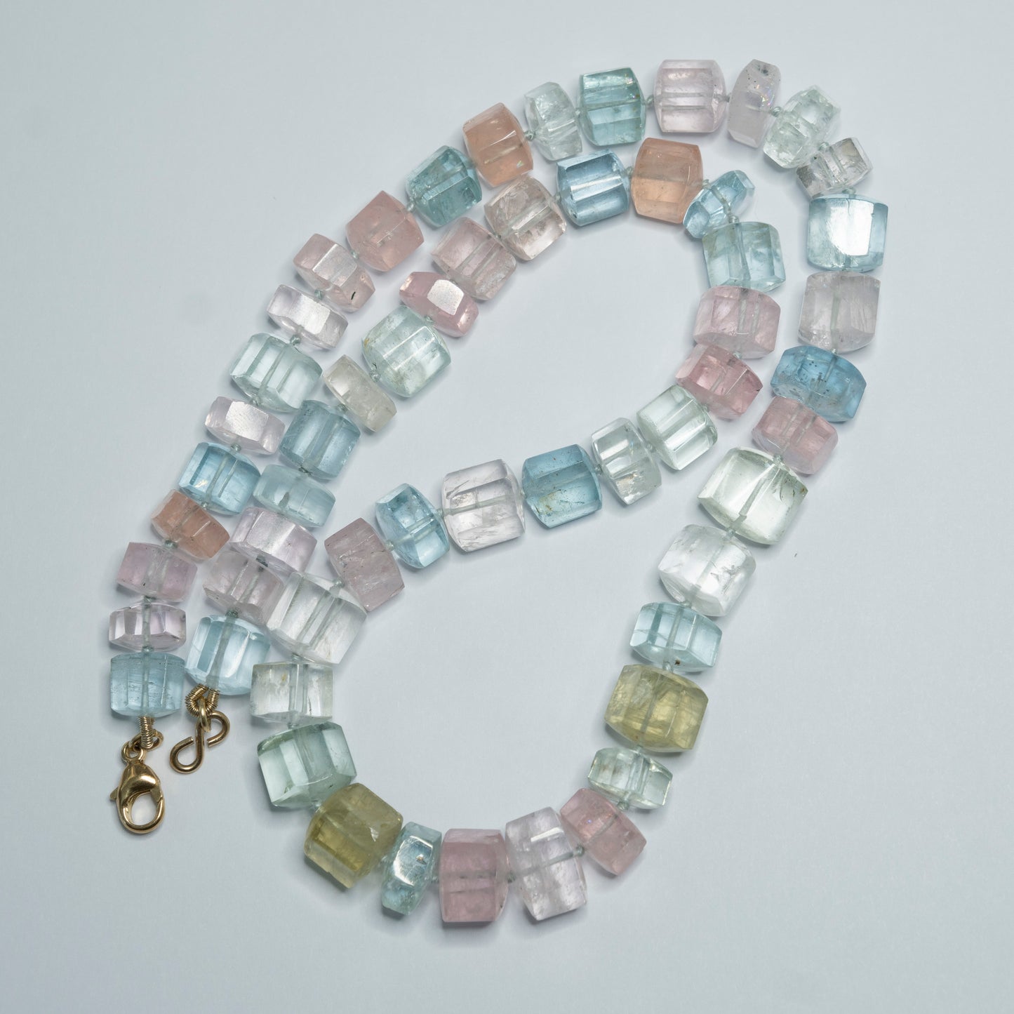 beryl candy necklace crystal cut aquamarine march birthstone necklace beaded knotted necklaces jewelry 14k