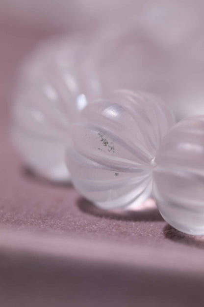 Carved Quartz Pumpkins 14k Gold Knotted Candy Bead Necklace