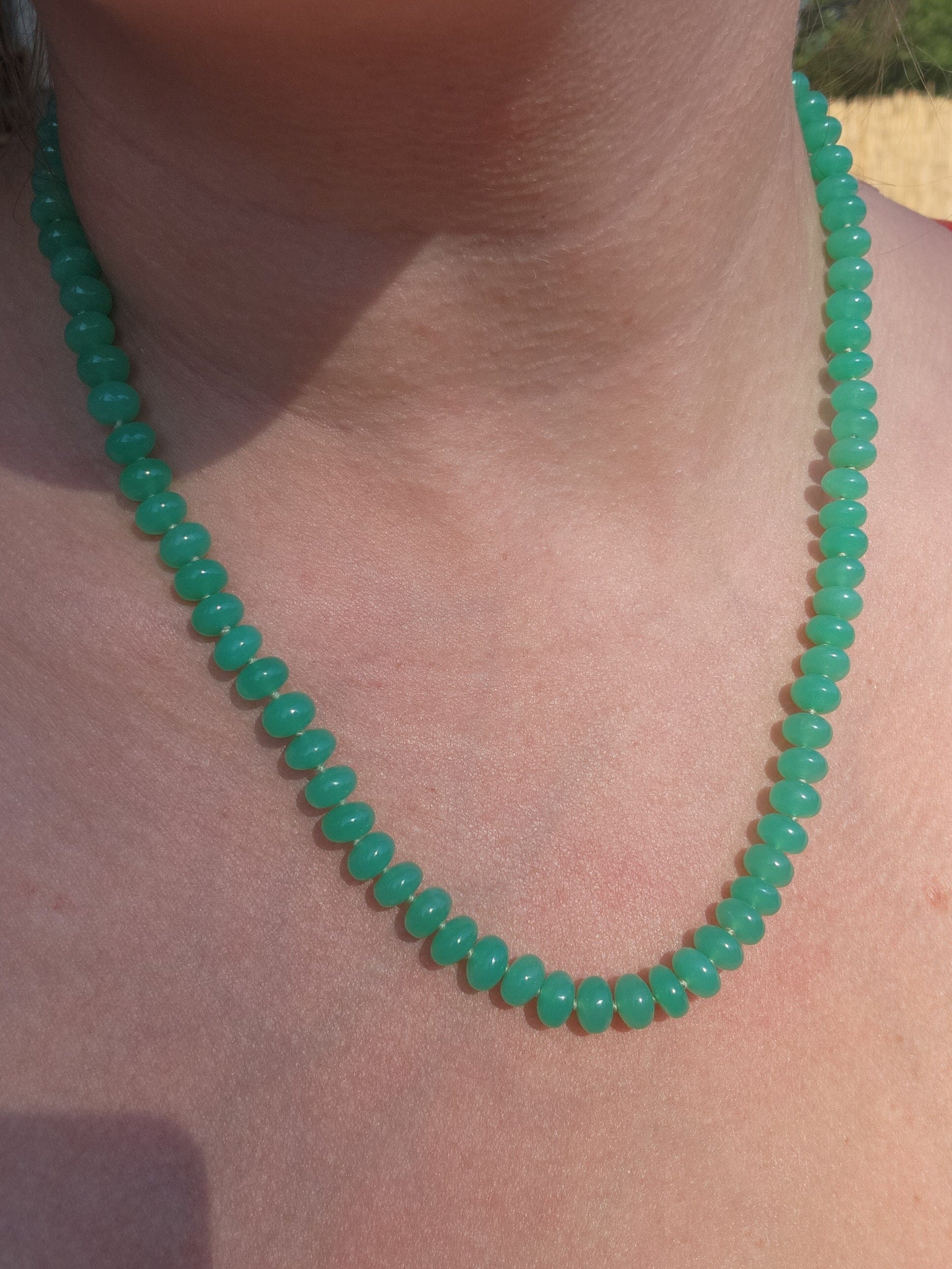 chrysoprase candy bead necklace busy philipps necklace irene neuwirth jacquie aiche gold birthstone jewelry healing brittany myra