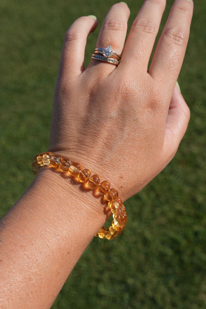Citrine Pumpkin Handmade Knotted Beaded Bracelet 14k