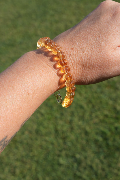 Citrine Pumpkin Handmade Knotted Beaded Bracelet 14k