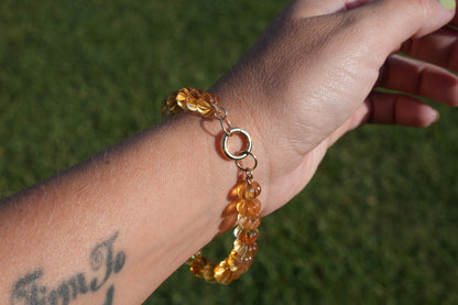 Citrine Pumpkin Handmade Knotted Beaded Bracelet 14k
