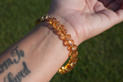 Citrine Pumpkin Handmade Knotted Beaded Bracelet 14k