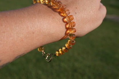 Citrine Pumpkin Handmade Knotted Beaded Bracelet 14k