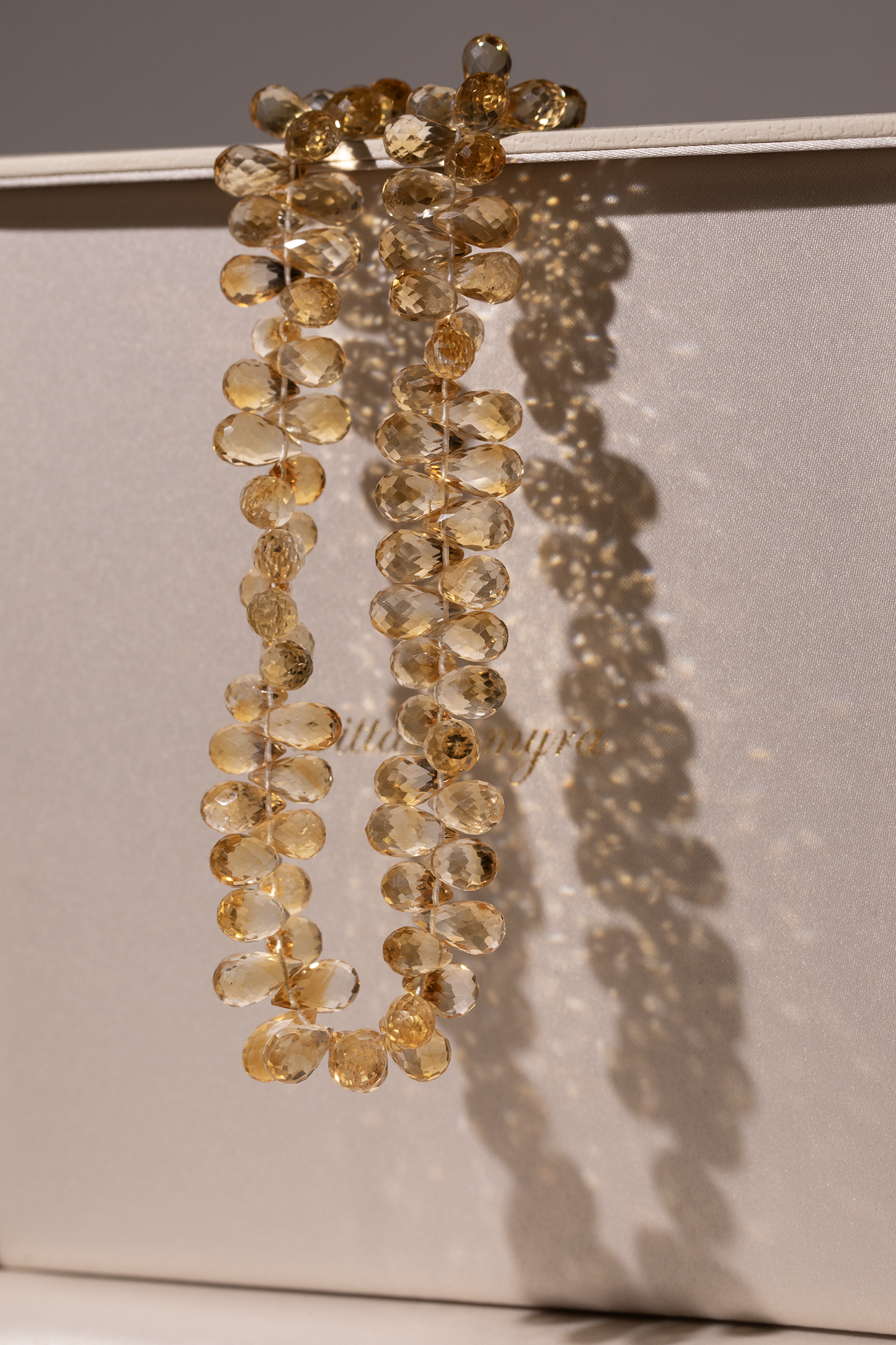 Citrine Teardrops Gem Necklace 14k Gold Filled - semi custom