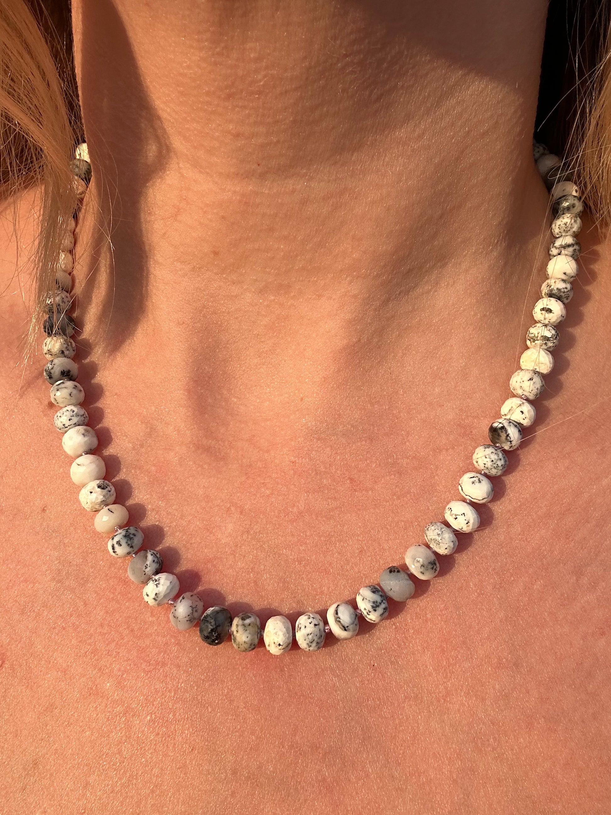 dendritic opal knotted beads beaded candy necklace strand