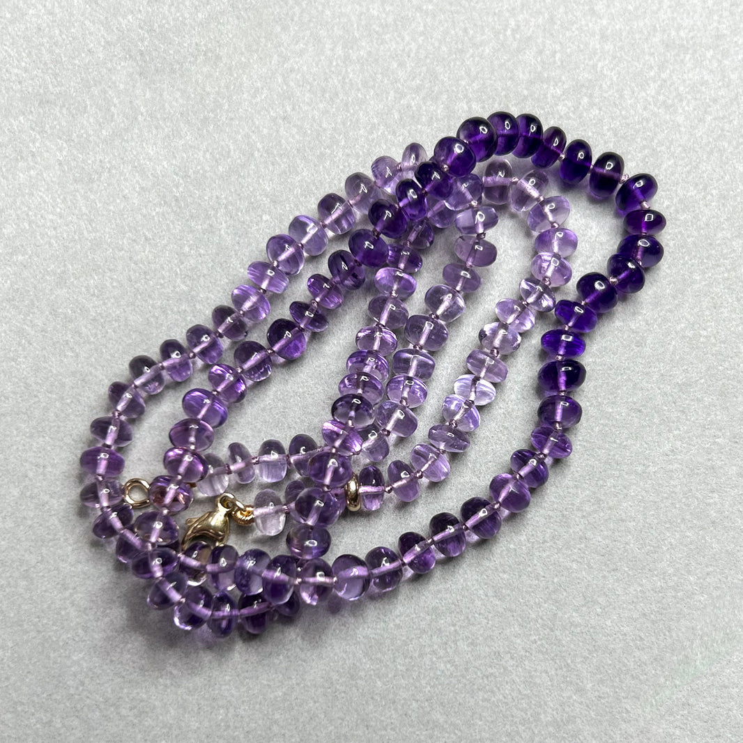 Ombré Amethyst Knotted Gemstone Strand - Made to Order, a close look at the stones