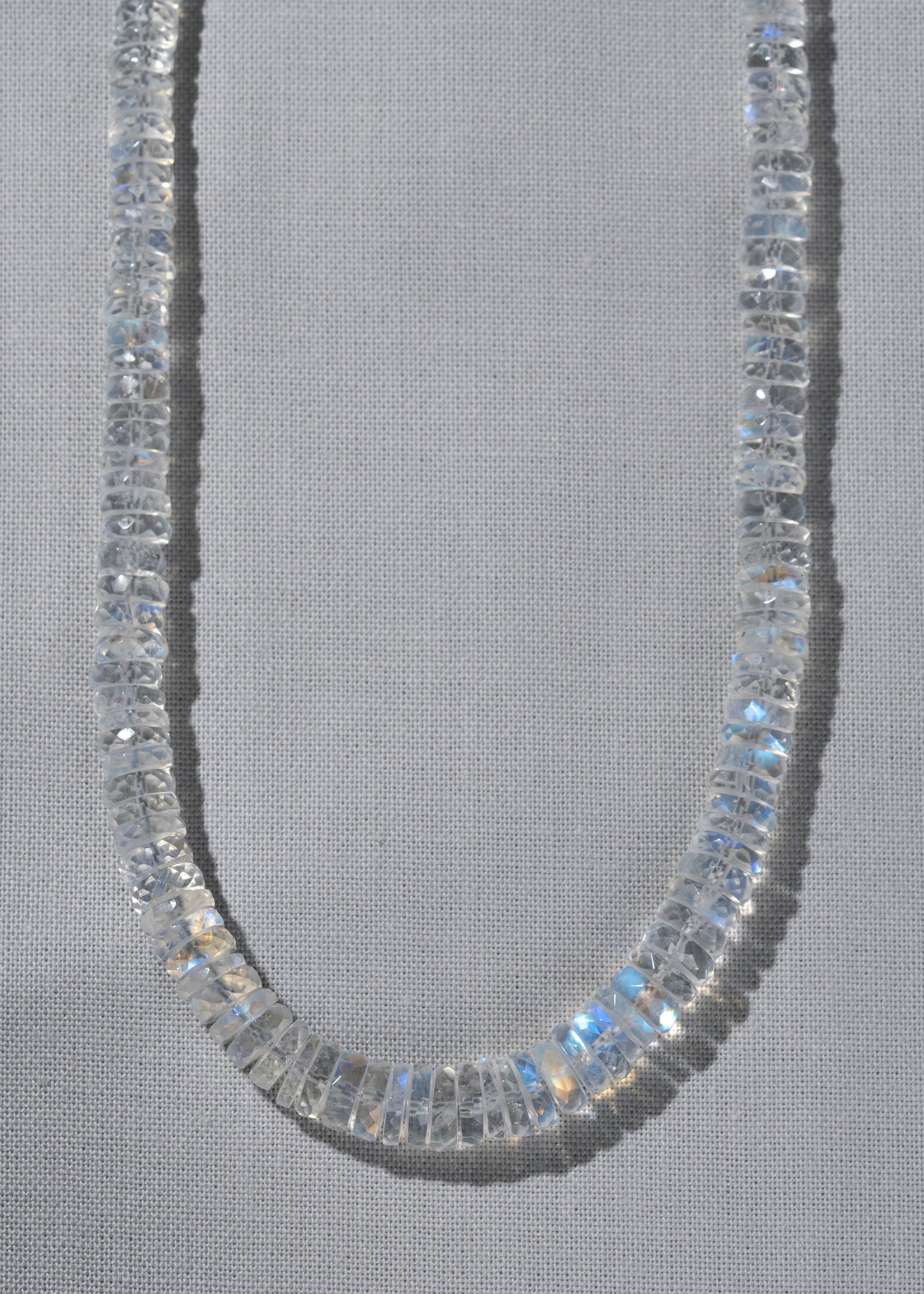 16” Faceted Moonstone Heishi Beaded Necklace
