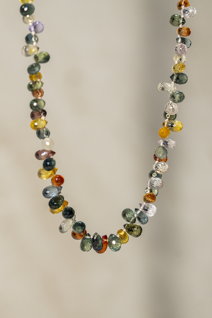 Gem Sapphire Knotted Bead Necklace with Natural, Untreated Stones
