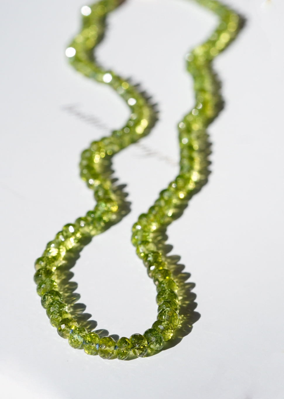 peridot bead necklace 14k gem peridot knotted bead necklace strand silk knotted 14k