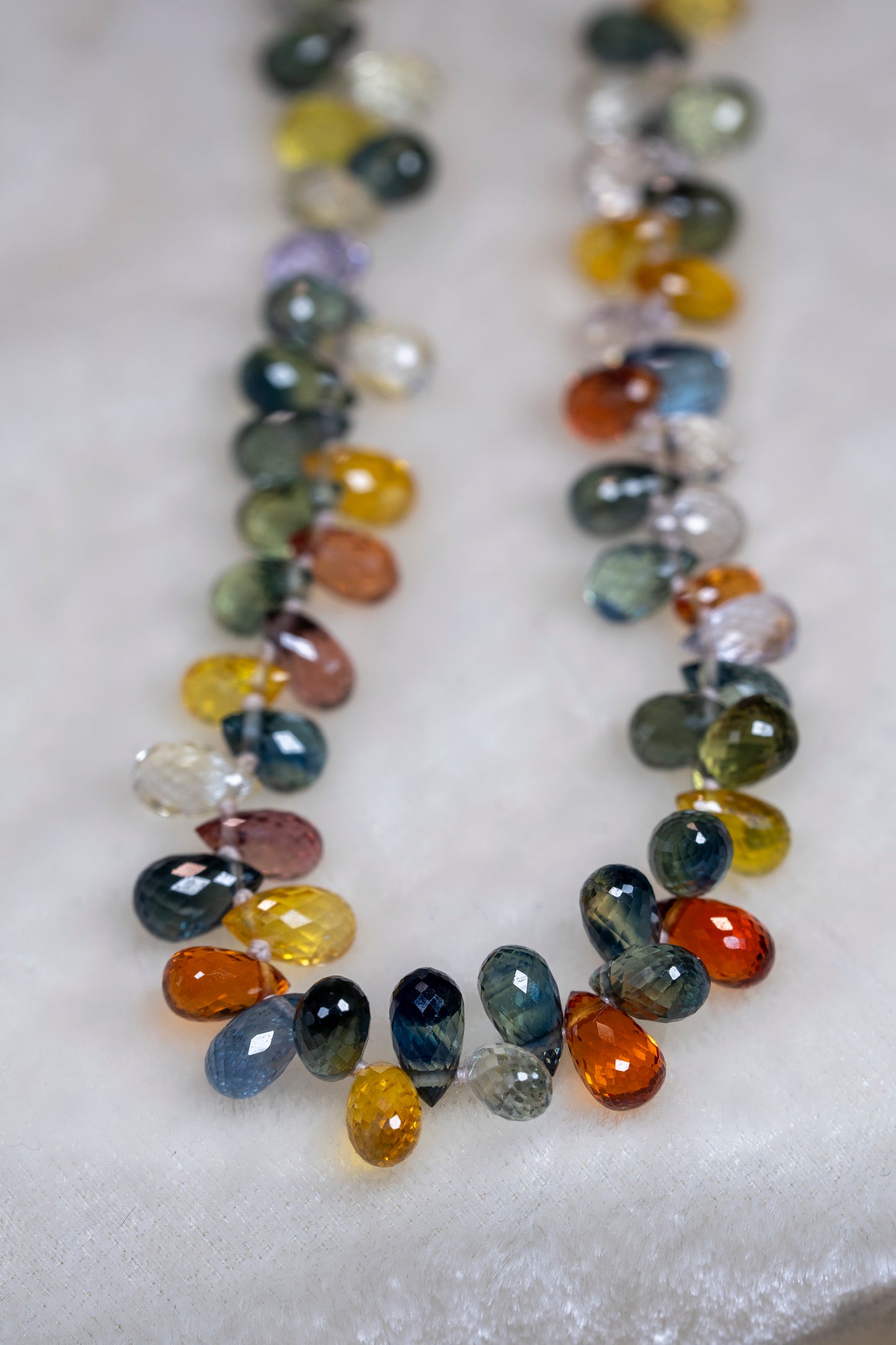 gem quality one of a kind faceted natural sapphire beaded knotted candy necklace 14k solid gold