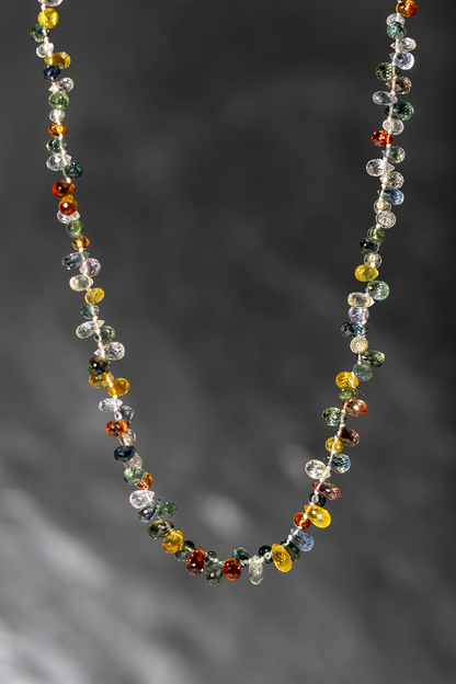 Gem Sapphire Knotted Bead Necklace with Natural, Untreated Stones