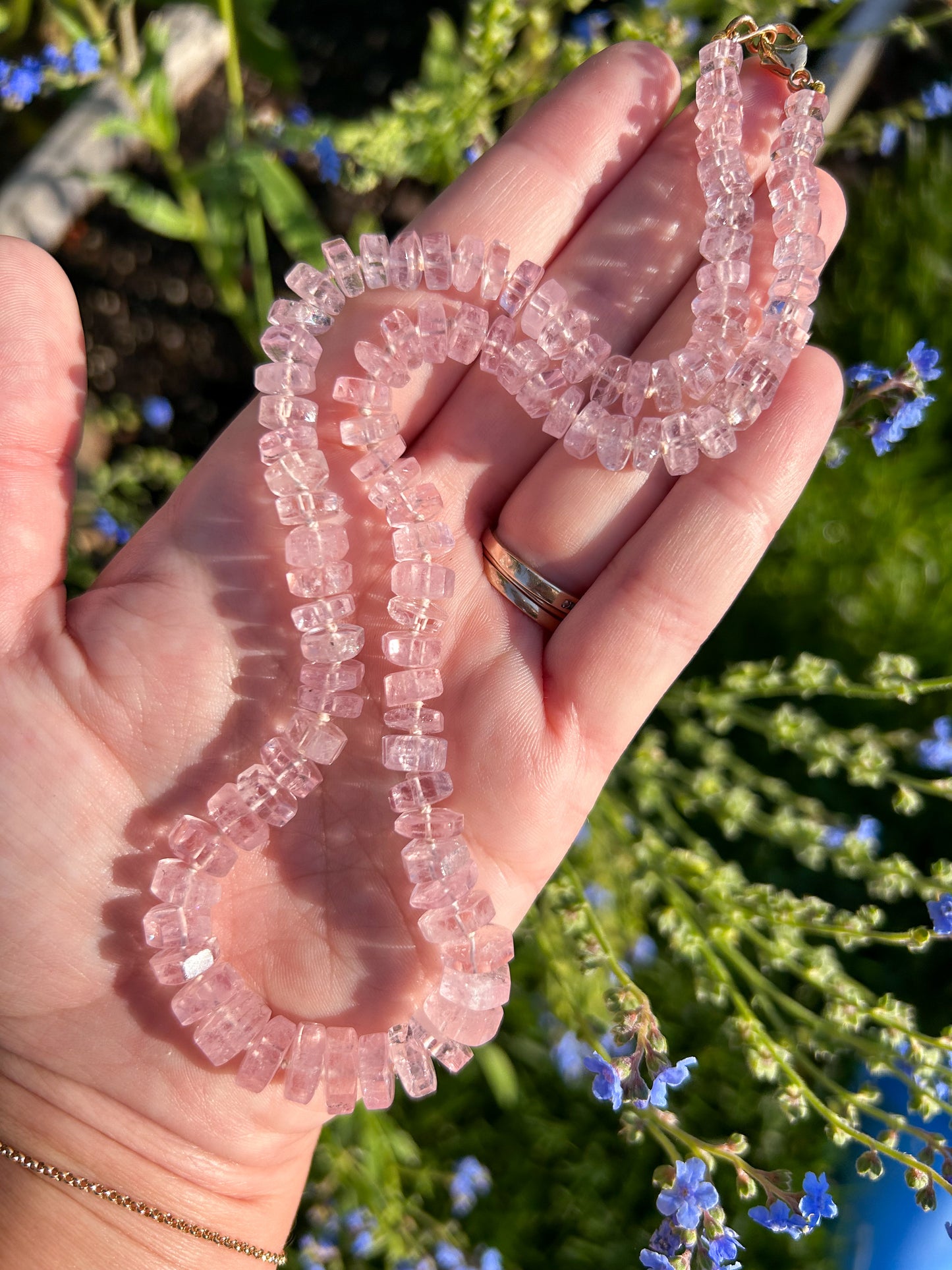 One of a Kind Morganite Knotted Candy Necklace