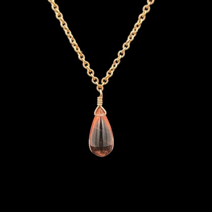 sunstone oregon charm drop briolette necklace cable chain