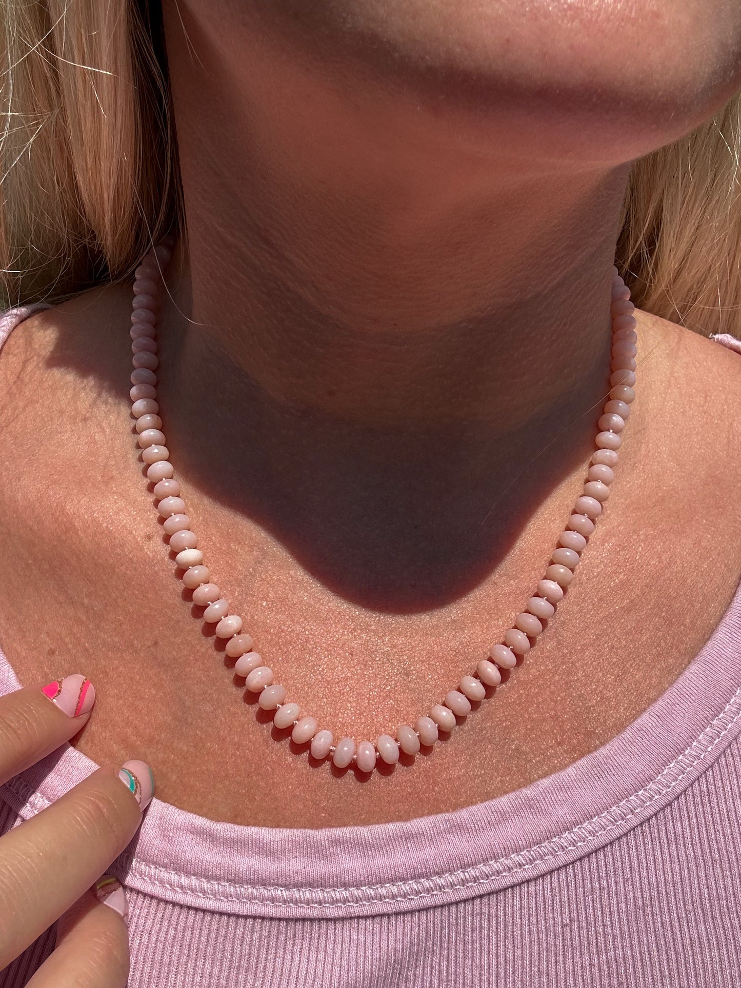 Pink Opal Knotted Bead Necklace