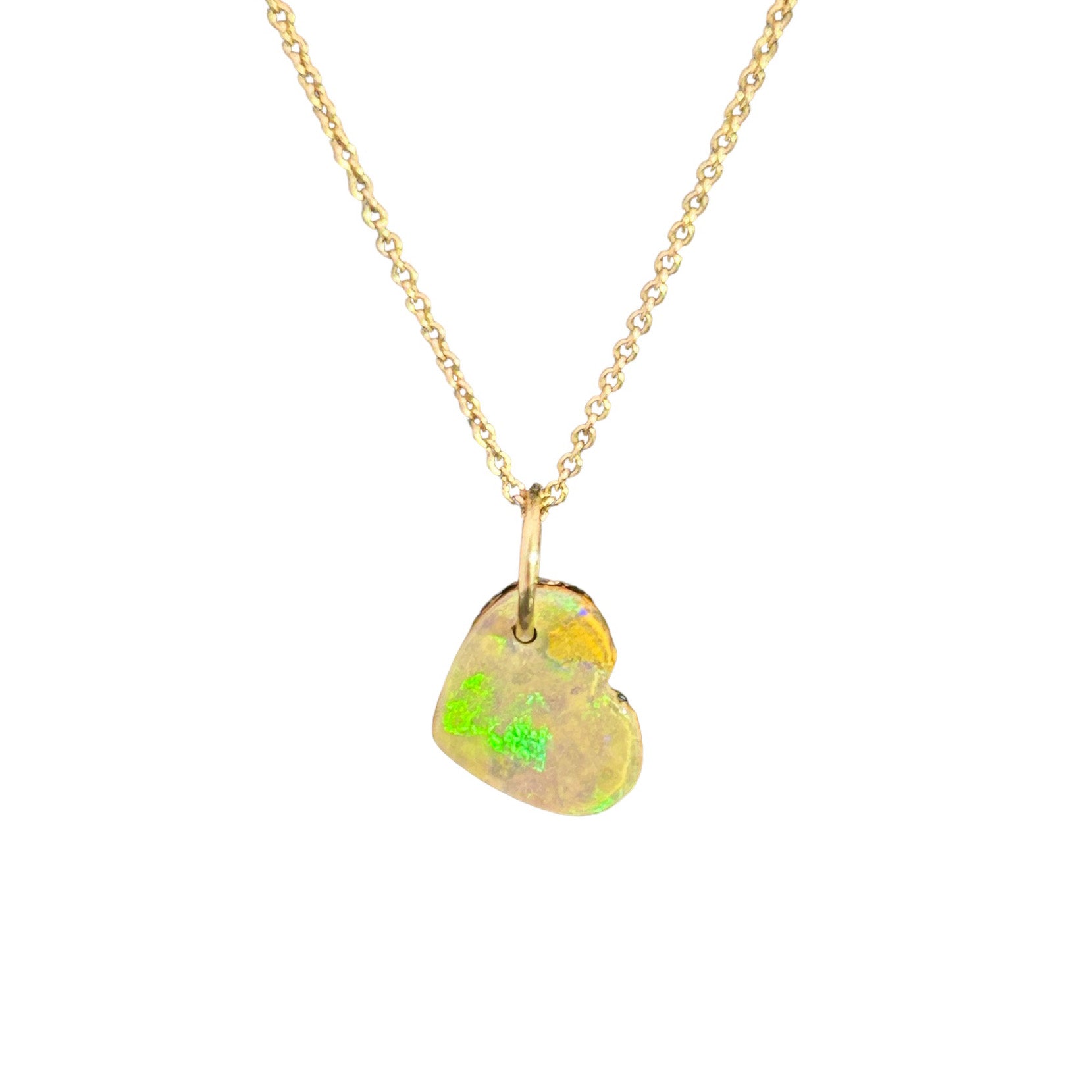 boulder opal heart charm 14k