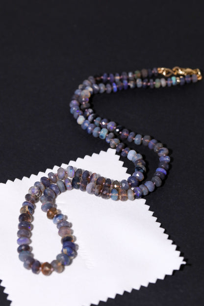 lightning ridge crystal opal lavender purple color play 14k solid gold opal bead candy necklace