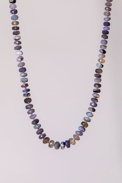 lightning ridge crystal opal lavender purple color play 14k solid gold opal bead candy necklace