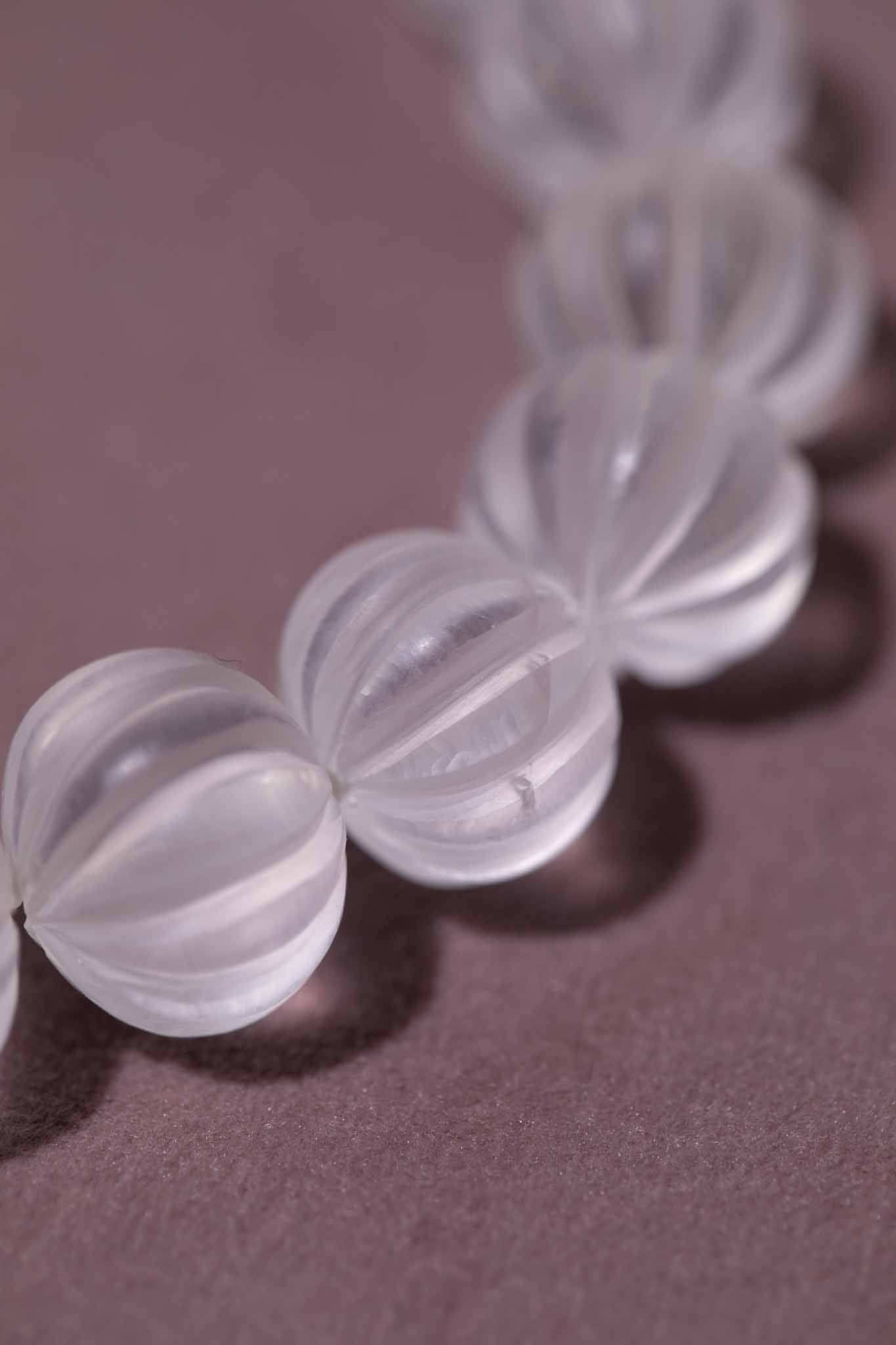 Carved Quartz Pumpkins 14k Gold Knotted Candy Bead Necklace