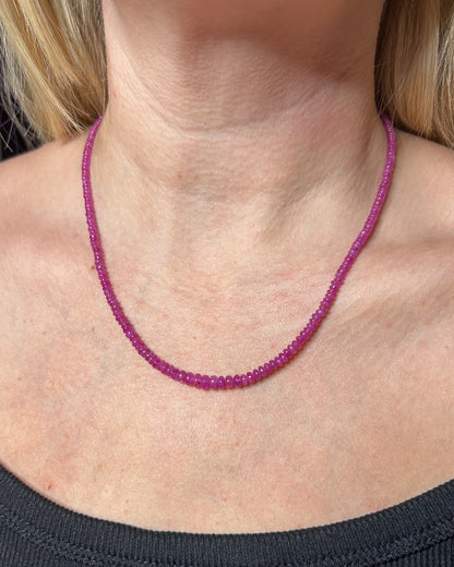 burmese ruby beaded necklace 14k solid gold