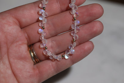 Moonstone Petal Beaded Bracelet 14k