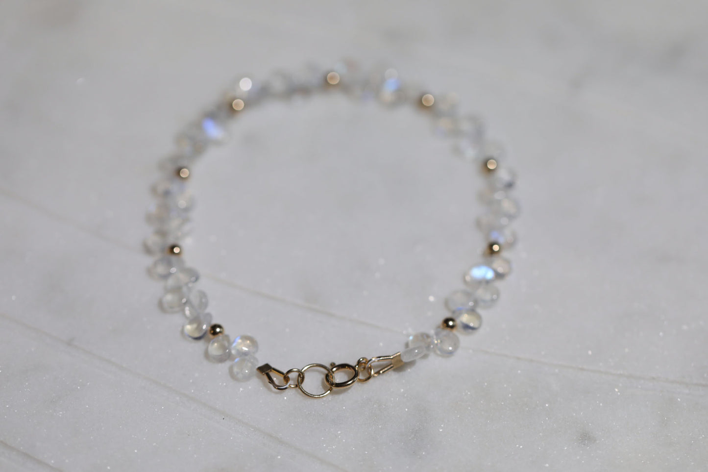 Moonstone Petal Beaded Bracelet 14k