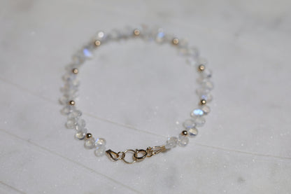 Moonstone Petal Beaded Bracelet 14k