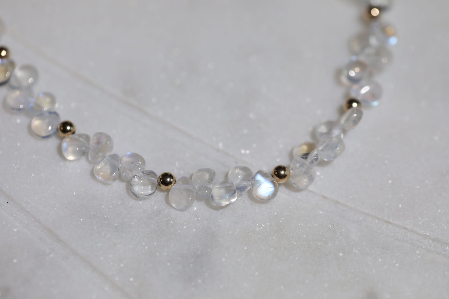 Moonstone Petal Beaded Bracelet 14k
