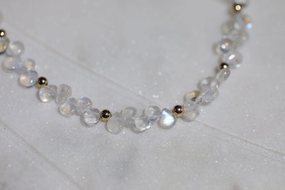 Moonstone Petal Beaded Bracelet 14k