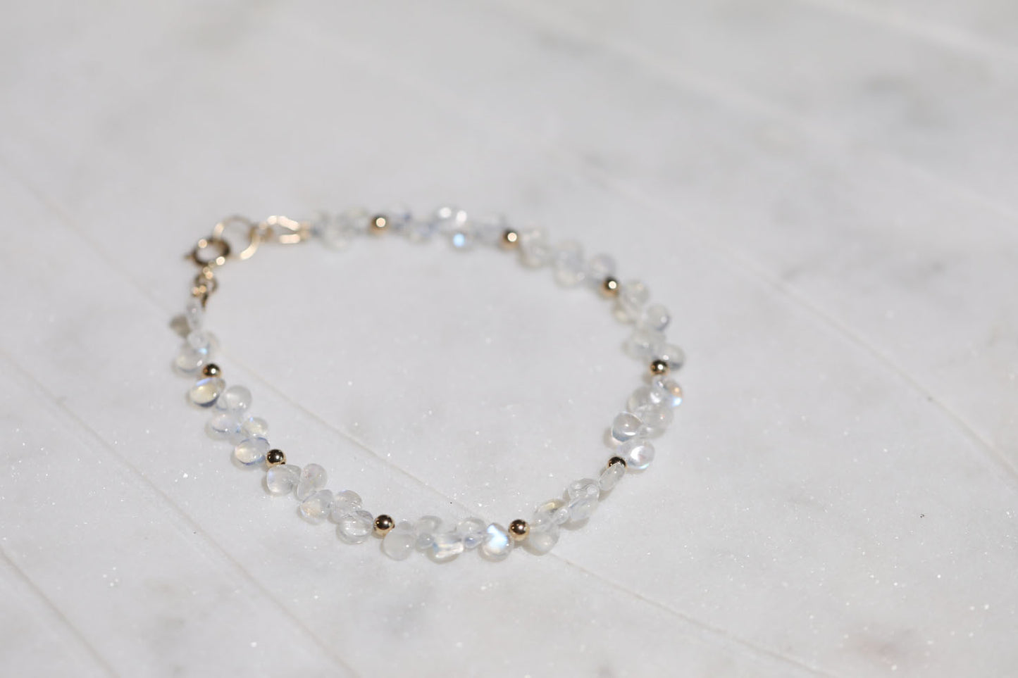 Moonstone Petal Beaded Bracelet 14k